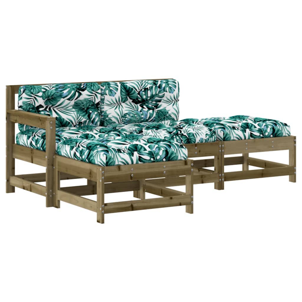 4-Tlg. Garten-Lounge-Set Mit Kissen Kiefernholz Imprägniert