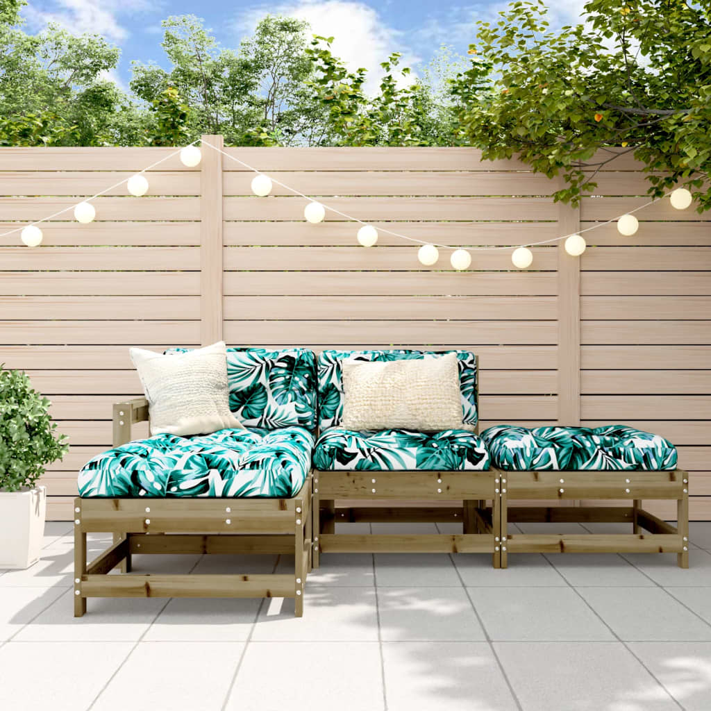 4-Tlg. Garten-Lounge-Set Mit Kissen Kiefernholz Imprägniert