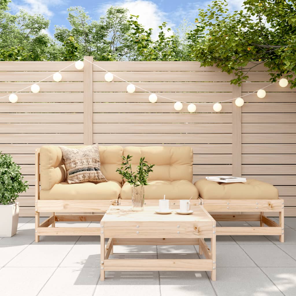 4-Tlg. Garten-Lounge-Set Mit Kissen Kiefernholz Imprägniert