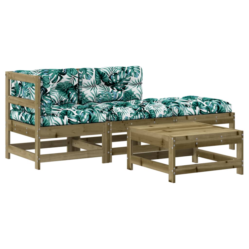 4-Tlg. Garten-Lounge-Set Mit Kissen Kiefernholz Imprägniert