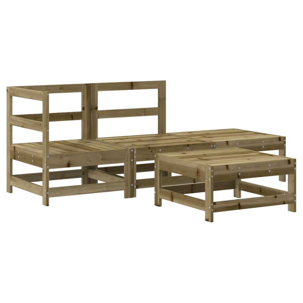 4-Tlg. Garten-Lounge-Set Mit Kissen Kiefernholz Imprägniert