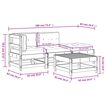 4-Tlg. Garten-Lounge-Set Mit Kissen Kiefernholz Imprägniert