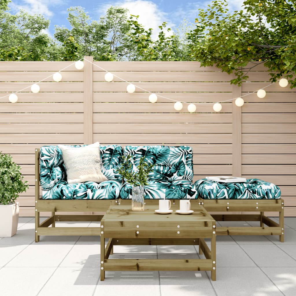 4-Tlg. Garten-Lounge-Set Mit Kissen Kiefernholz Imprägniert