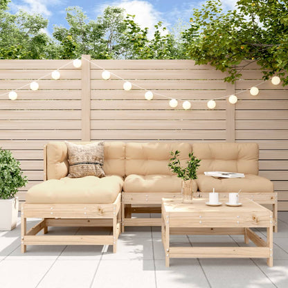 5-Tlg. Garten-Lounge-Set Mit Kissen Weiß Massivholz