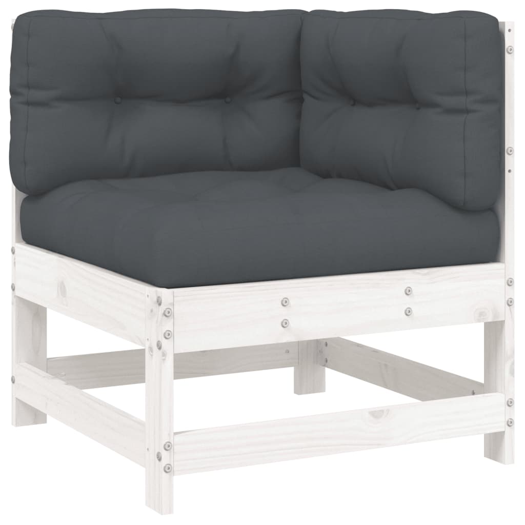 5-Tlg. Garten-Lounge-Set Mit Kissen Weiß Massivholz