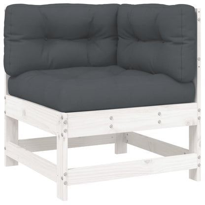 5-Tlg. Garten-Lounge-Set Mit Kissen Weiß Massivholz