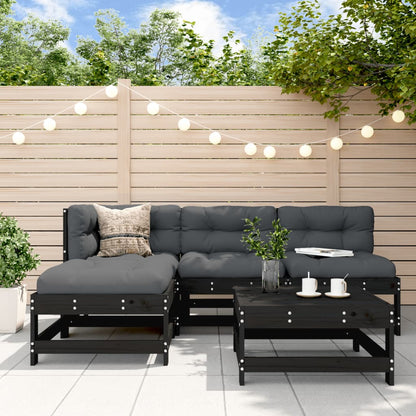 5-Tlg. Garten-Lounge-Set Mit Kissen Weiß Massivholz