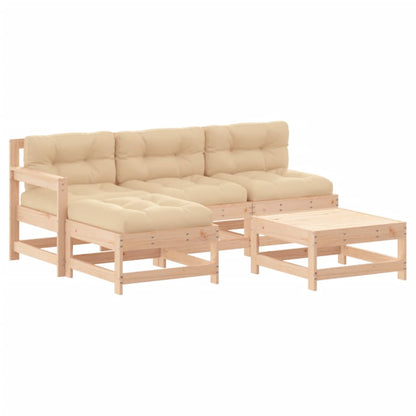 5-Tlg. Garten-Lounge-Set Mit Kissen Massivholz