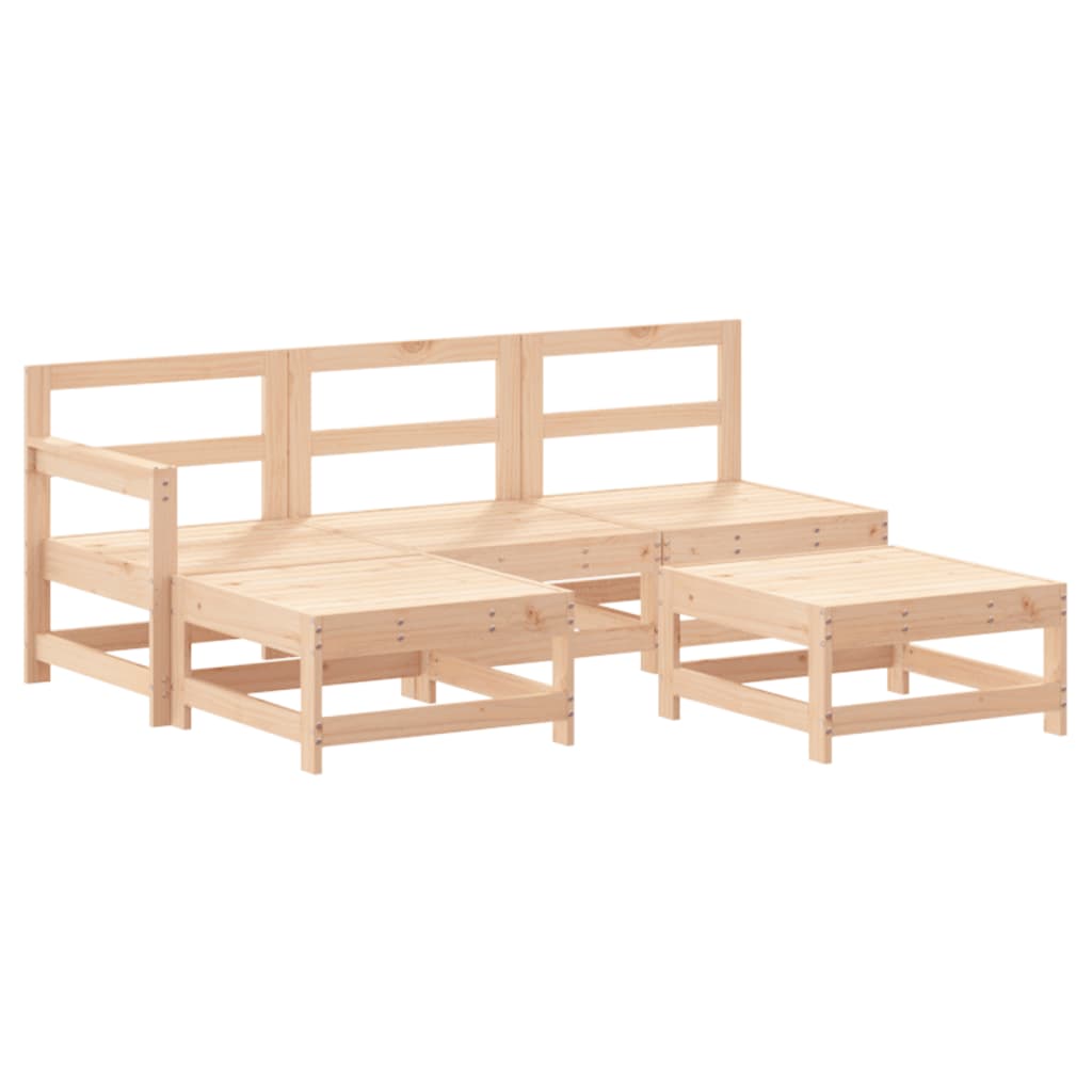5-Tlg. Garten-Lounge-Set Mit Kissen Massivholz
