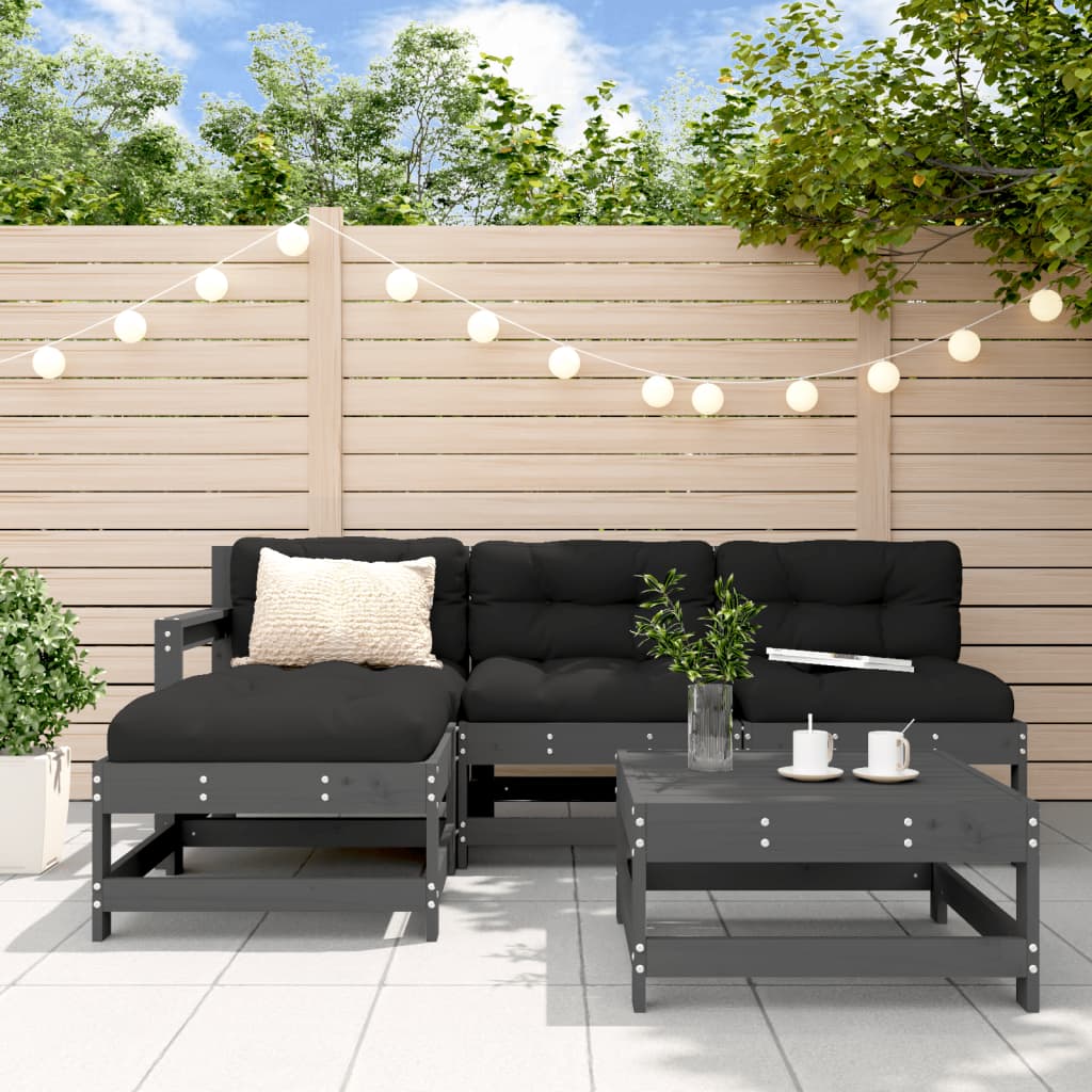 5-Tlg. Garten-Lounge-Set Mit Kissen Imprägniertes Kiefernholz