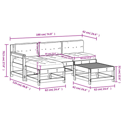 5-Tlg. Garten-Lounge-Set Mit Kissen Imprägniertes Kiefernholz