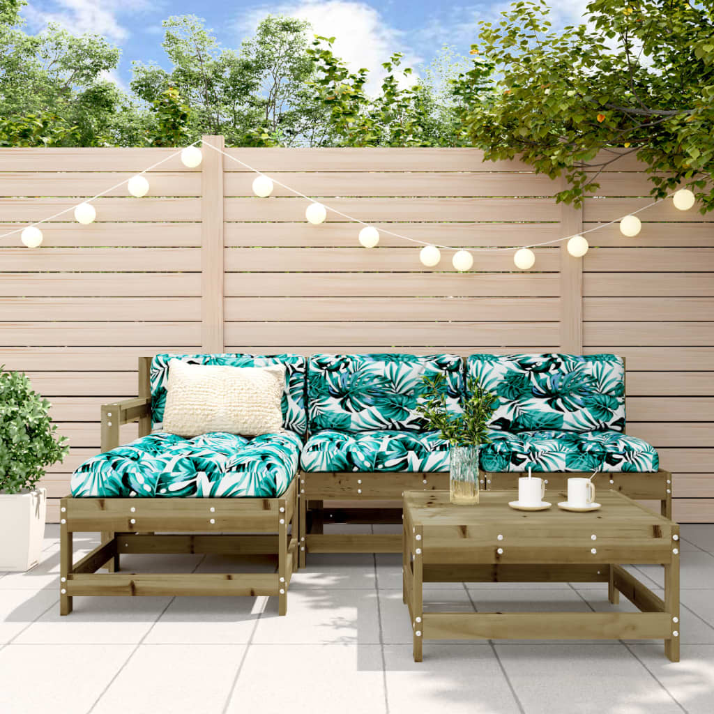 5-Tlg. Garten-Lounge-Set Mit Kissen Imprägniertes Kiefernholz