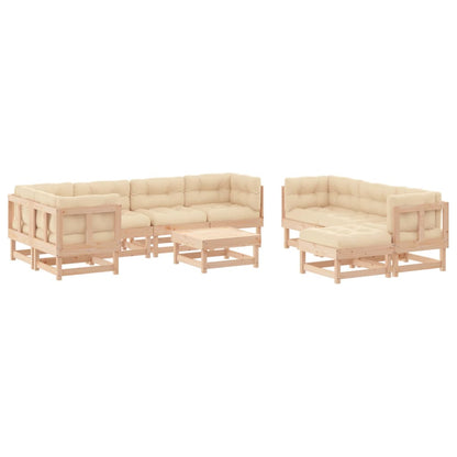 10-Tlg. Garten-Lounge-Set Mit Kissen Massivholz