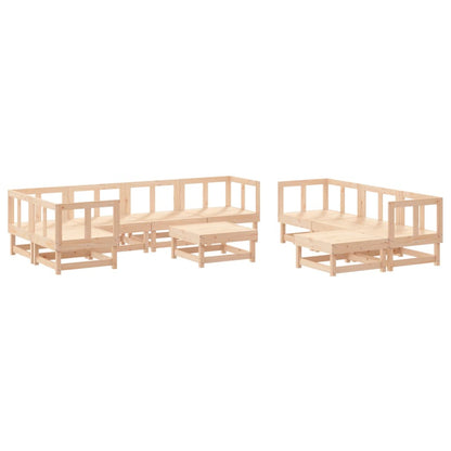 10-Tlg. Garten-Lounge-Set Mit Kissen Massivholz