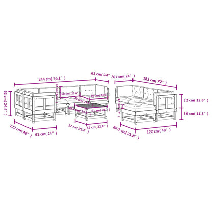 10-Tlg. Garten-Lounge-Set Mit Kissen Massivholz