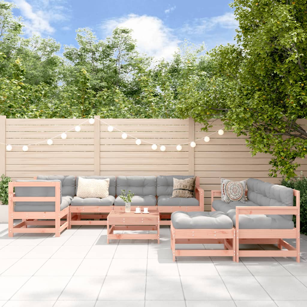 10-Tlg. Garten-Lounge-Set Mit Kissen Massivholz