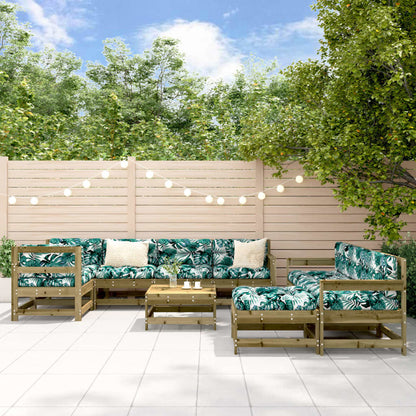 10-Tlg. Garten-Lounge-Set Mit Kissen Massivholz