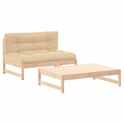 2-Tlg. Garten-Lounge-Set Mit Kissen Massivholz