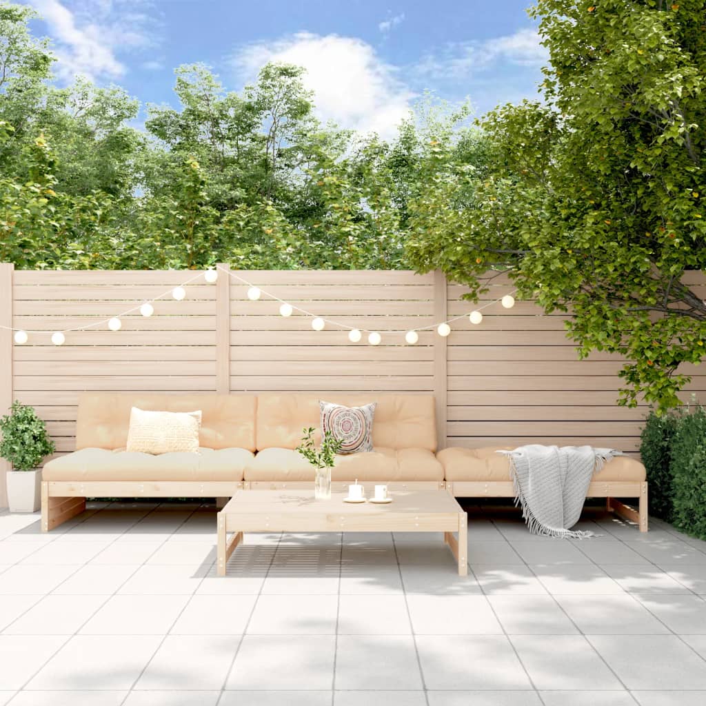 4-Tlg. Garten-Lounge-Set Mit Kissen Honigbraun Massivholz