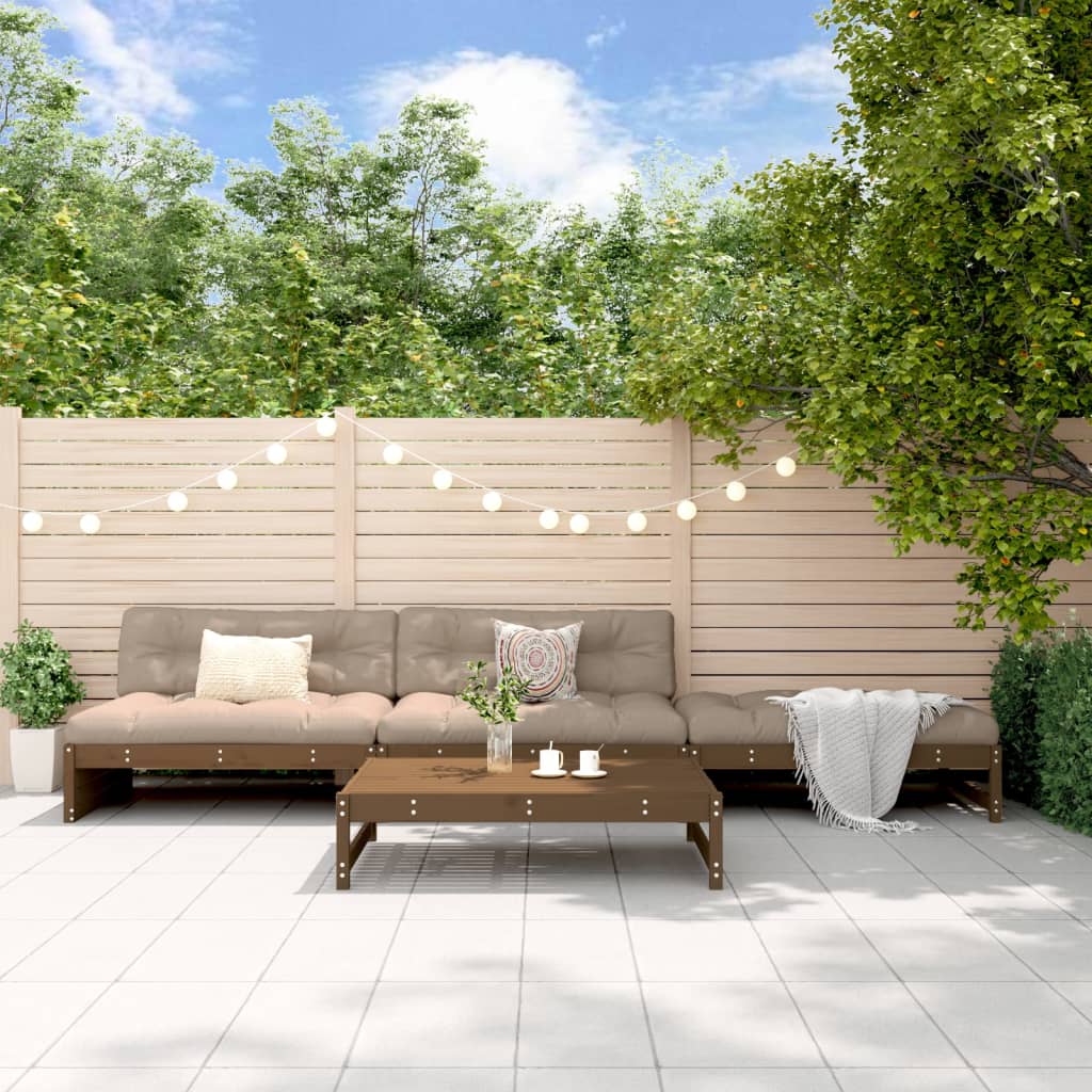 4-Tlg. Garten-Lounge-Set Mit Kissen Honigbraun Massivholz