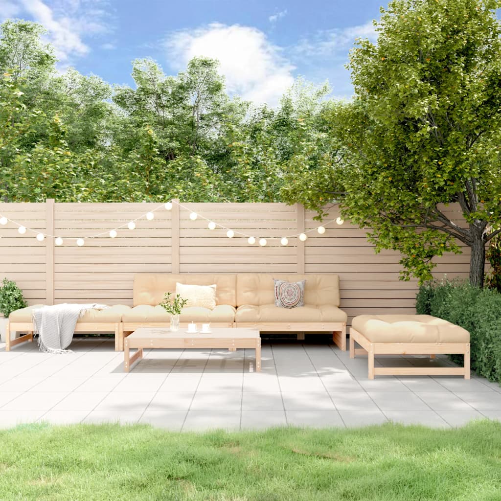 5-Tlg. Garten-Lounge-Set Mit Kissen Honigbraun Massivholz