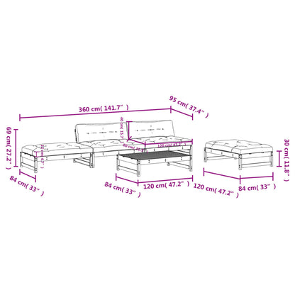5-Tlg. Garten-Lounge-Set Mit Kissen Honigbraun Massivholz