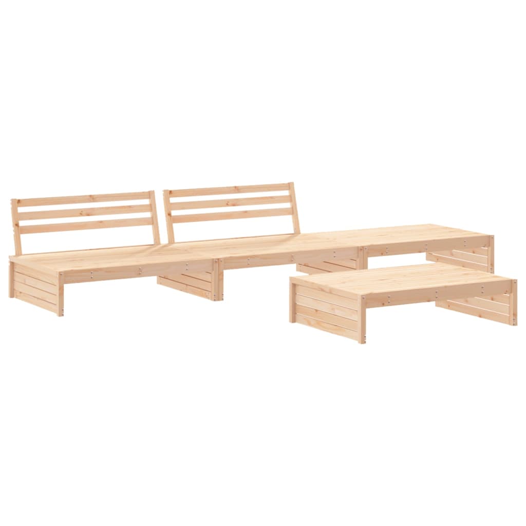 4-Tlg. Garten-Lounge-Set Mit Kissen Massivholz