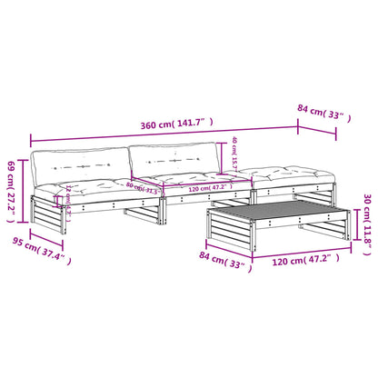 4-Tlg. Garten-Lounge-Set Mit Kissen Massivholz