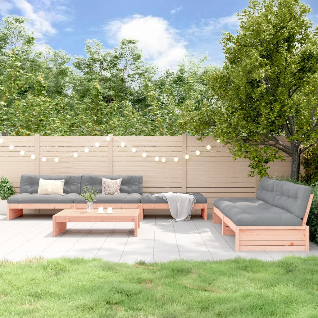 6-Tlg. Garten-Lounge-Set Mit Kissen Massivholz