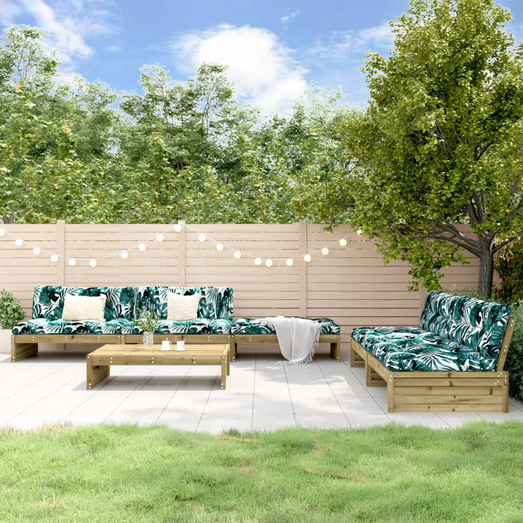 6-Tlg. Garten-Lounge-Set Mit Kissen Massivholz