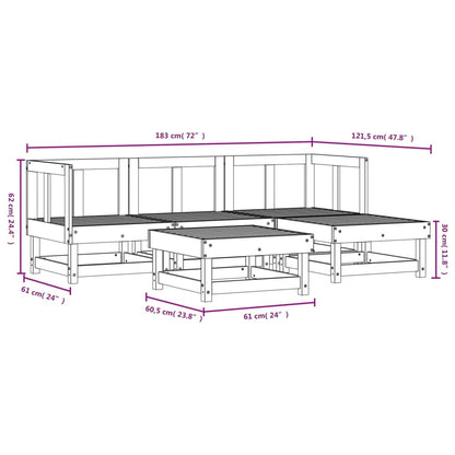 5-Tlg. Garten-Lounge-Set Massivholz Kiefer
