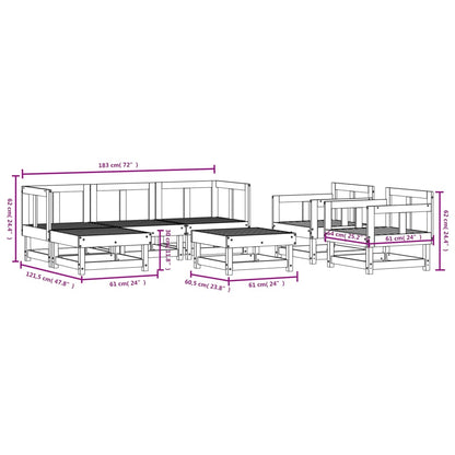 7-Tlg. Garten-Lounge-Set Massivholz Kiefer