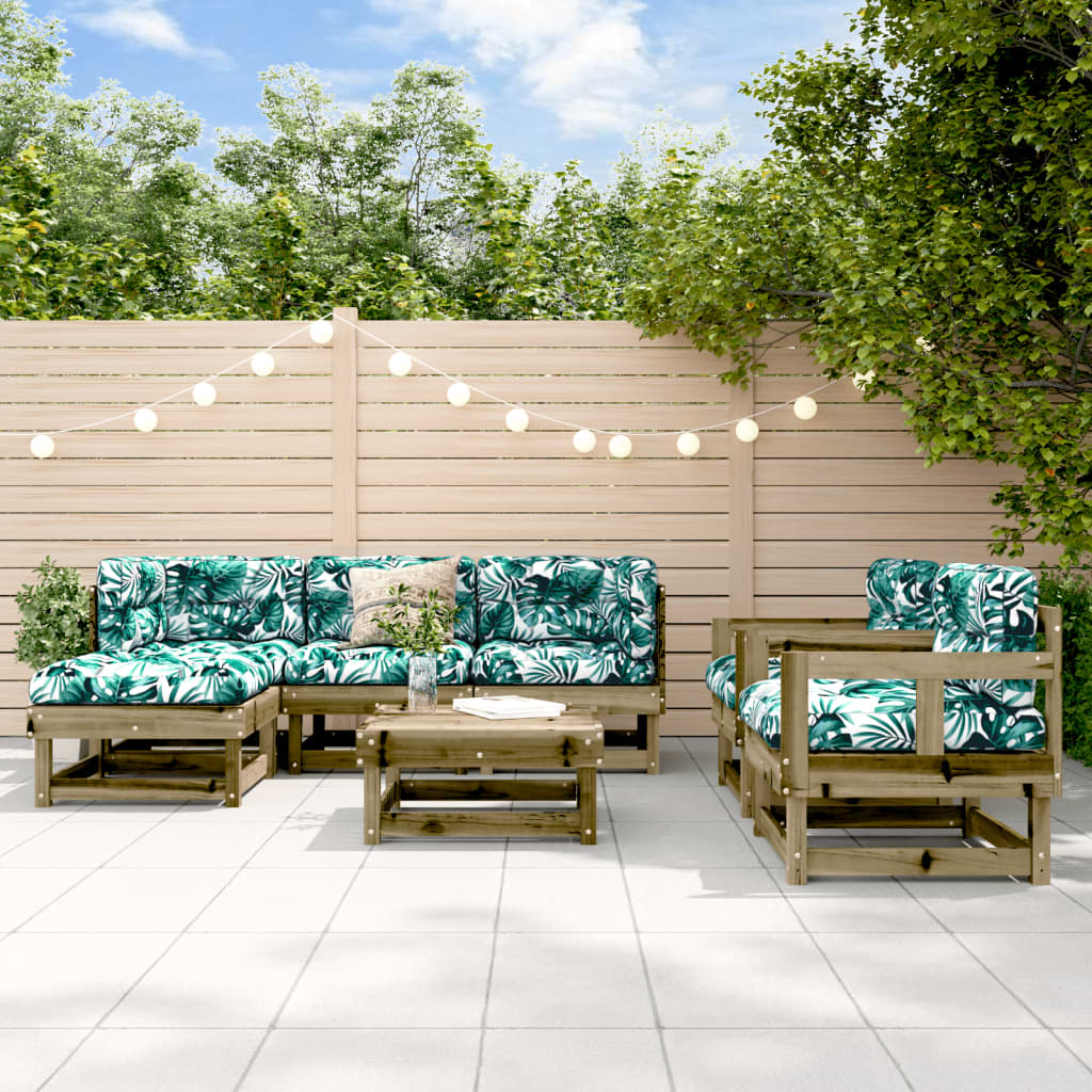 7-Tlg. Garten-Lounge-Set Massivholz Kiefer