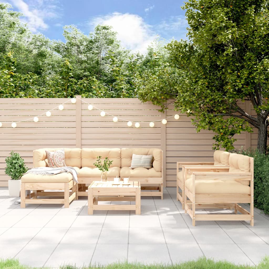 7-Tlg. Garten-Lounge-Set Massivholz Kiefer