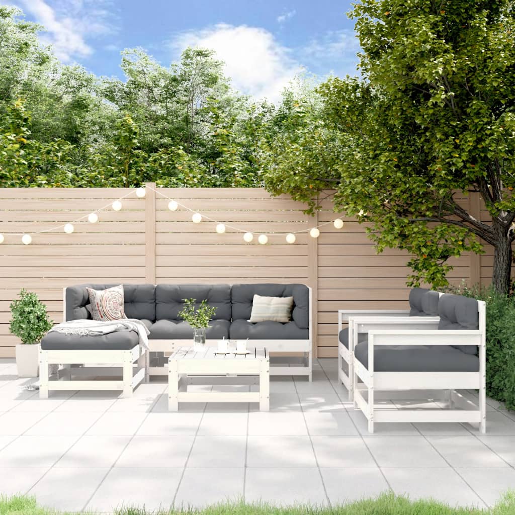 7-Tlg. Garten-Lounge-Set Massivholz Kiefer
