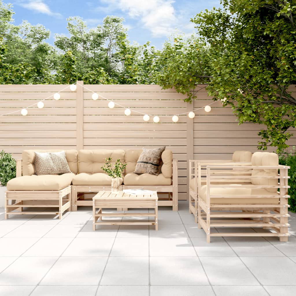 7-Tlg. Garten-Lounge-Set Massivholz Kiefer