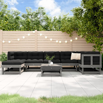 8-Tlg. Garten-Lounge-Set Grau Massivholz Kiefer