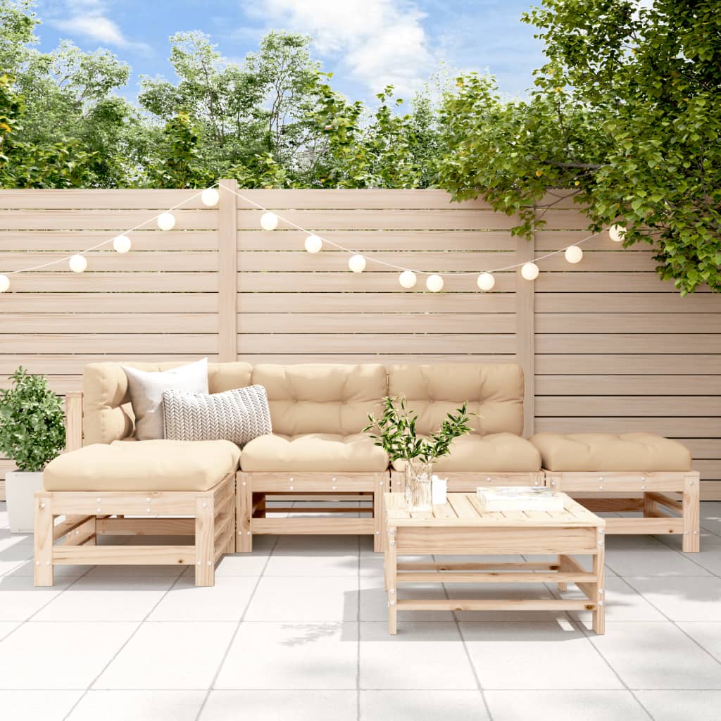 6-Tlg. Garten-Lounge-Set Massivholz Douglasie