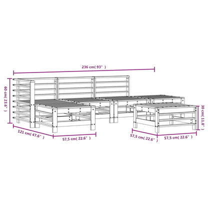 6-Tlg. Garten-Lounge-Set Grau Massivholz Kiefer