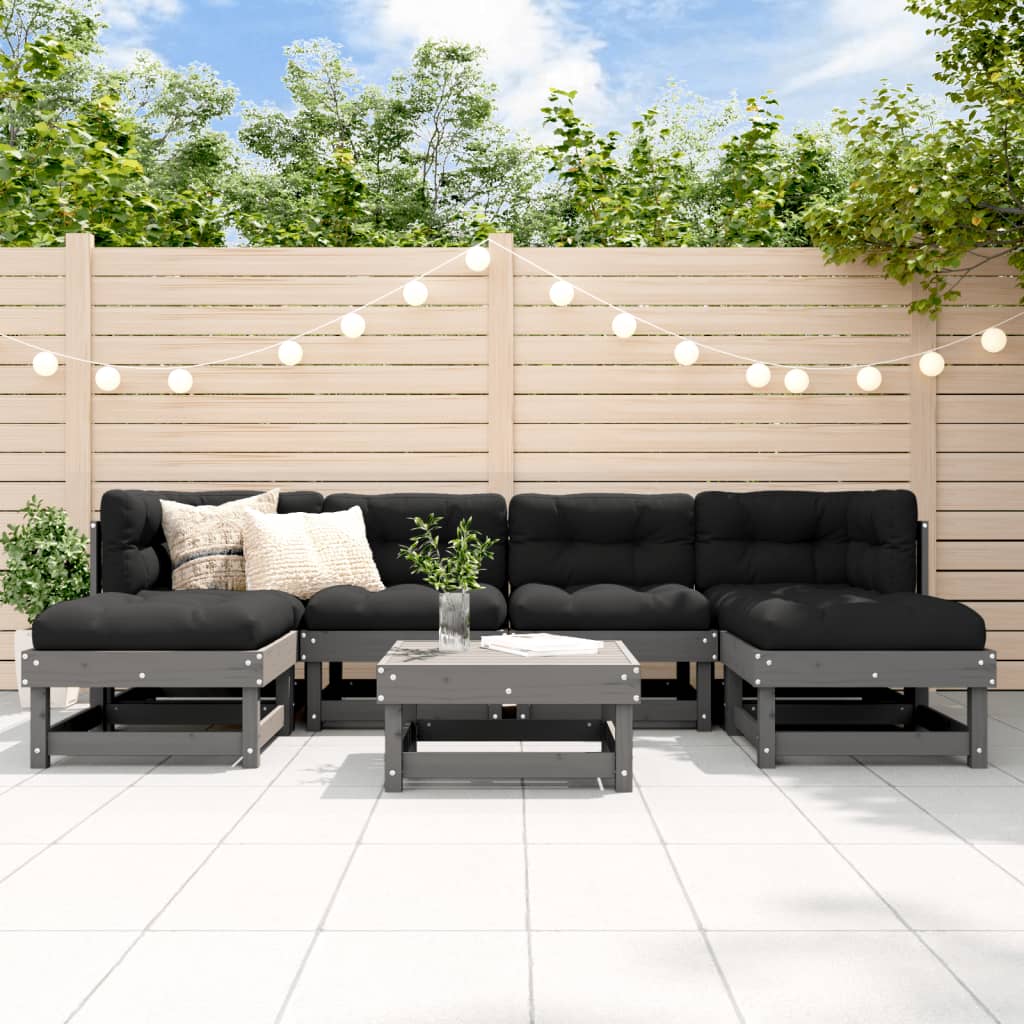 7-Tlg. Garten-Lounge-Set Weiß Massivholz Kiefer