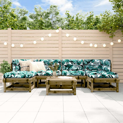 7-Tlg. Garten-Lounge-Set Weiß Massivholz Kiefer