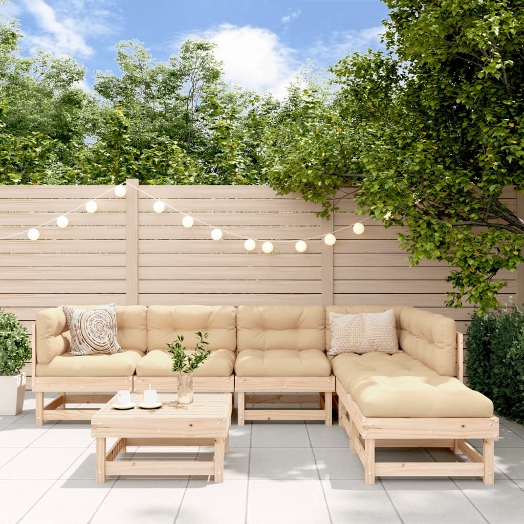 7-Tlg. Garten-Lounge-Set Massivholz Kiefer
