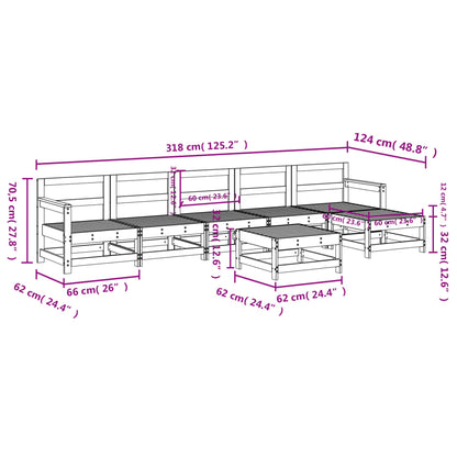 7-Tlg. Garten-Lounge-Set Massivholz Kiefer