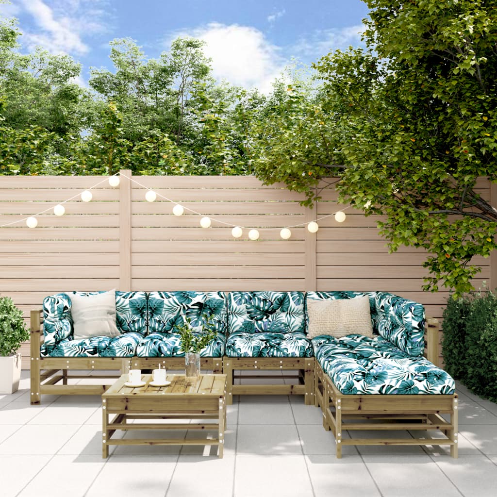 7-Tlg. Garten-Lounge-Set Massivholz Douglasie