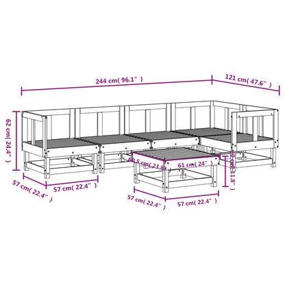 6-Tlg. Garten-Lounge-Set Massivholz Kiefer