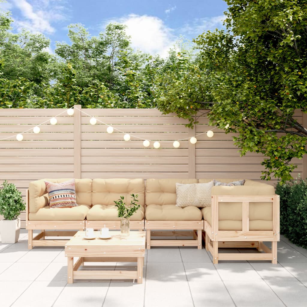 6-Tlg. Garten-Lounge-Set Massivholz Kiefer