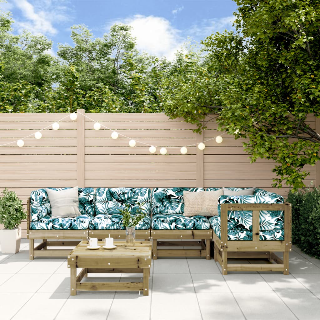 6-Tlg. Garten-Lounge-Set Massivholz Kiefer