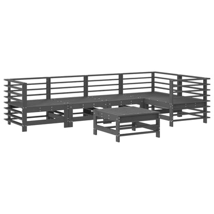 6-Tlg. Garten-Lounge-Set Grau Massivholz Kiefer