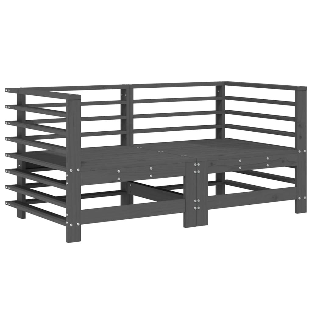 6-Tlg. Garten-Lounge-Set Grau Massivholz Kiefer