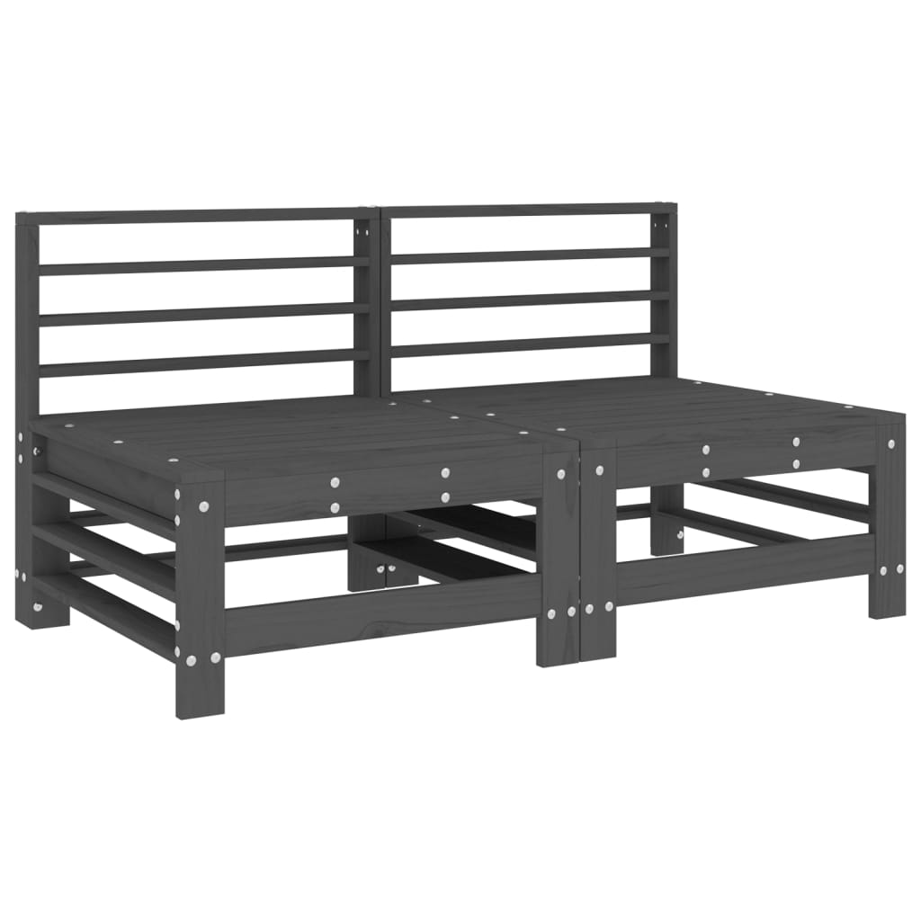 6-Tlg. Garten-Lounge-Set Grau Massivholz Kiefer